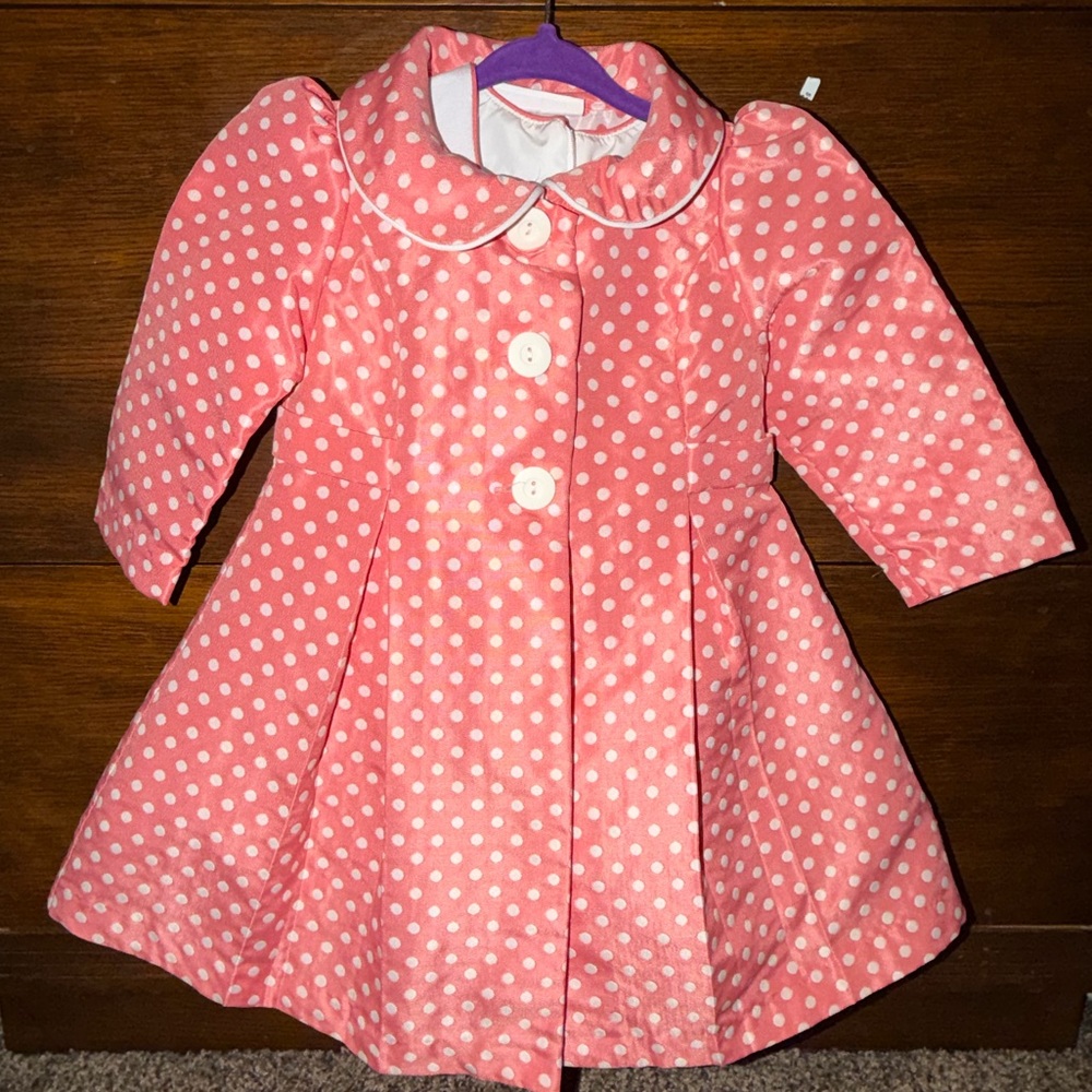 Bonnie Baby Pink and White Polka Dot Coat